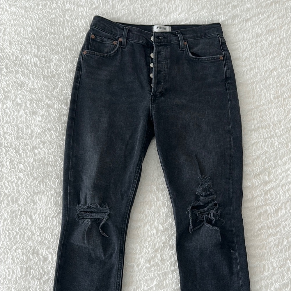 AGOLDE Women's Black Distressed Jeans